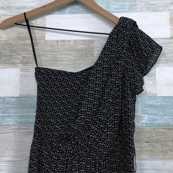 MM Couture Miss Me One Shoulder Dress Black Beige Print Fit & Flare Womens XS - Picture 2 of 6